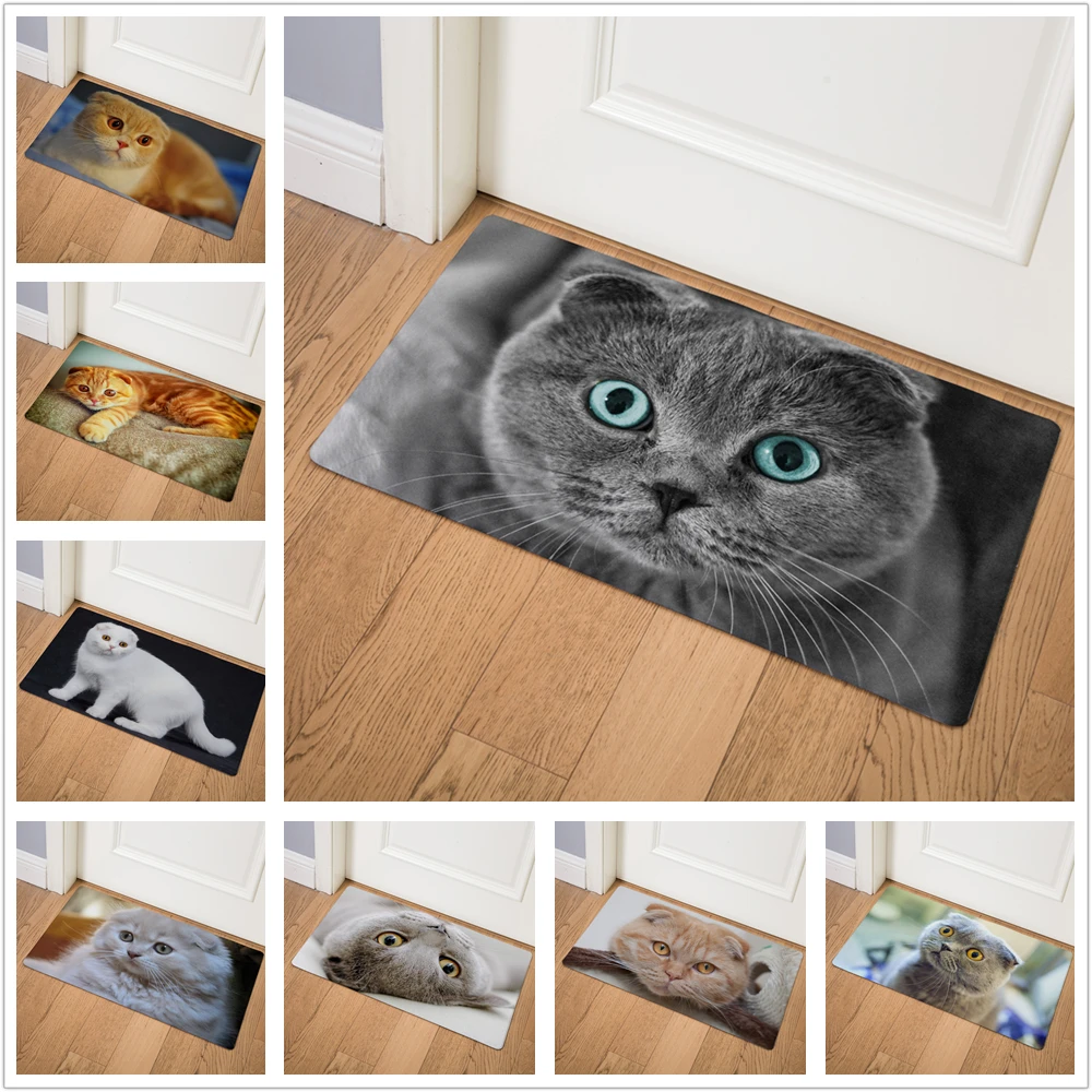

Folding Cat Pattern Print Front Door Mat Kitchen Mat Living Room Corridor Outdoor Carpet Waterproof Non-slip Floor Mat 46x75cm