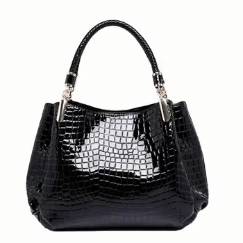 

Fashion Women Crocodile Pattern Faux Leather Shoulder Bag Travel Tote Handbag