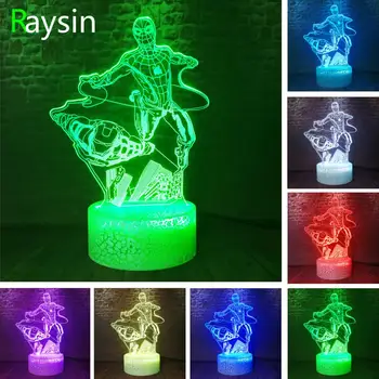 

Novelty Marvel Avengers Legends Cartoon Superhero Figure Spiderman Iron Man 3D Table Lamp Mood Night Light LED Children Gift Toy