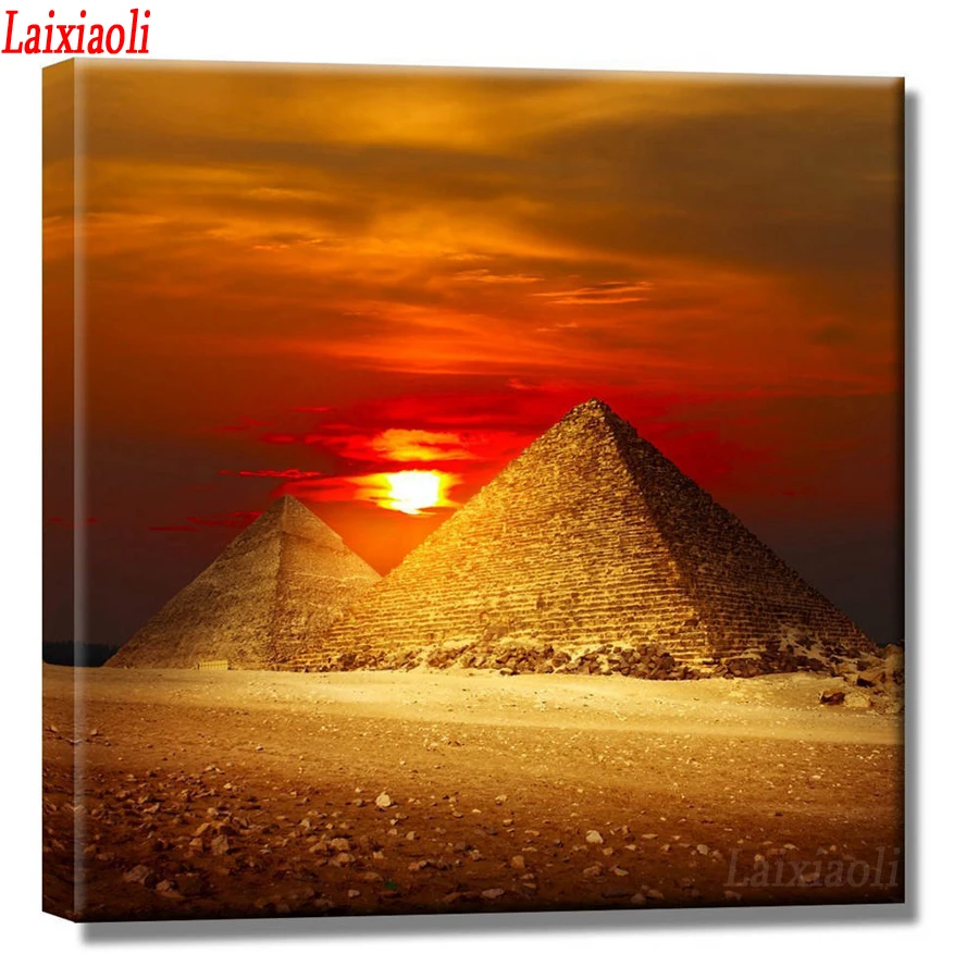 الحفر الكامل الماس التطريز المشهد الأهرامات المصرية صور ألواح بها بنفسك ألواح تلوين حرفية لامعة غرزة منظر غروب الشمس الجدار الديكور Diamond Painting Cross Stitch Aliexpress
