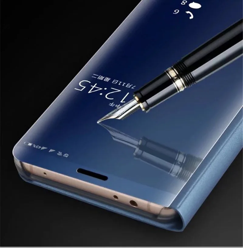 Роскошный прозрачный зеркальный кожаный флип чехол с подставкой для Huawei Honor 7c 7A V10