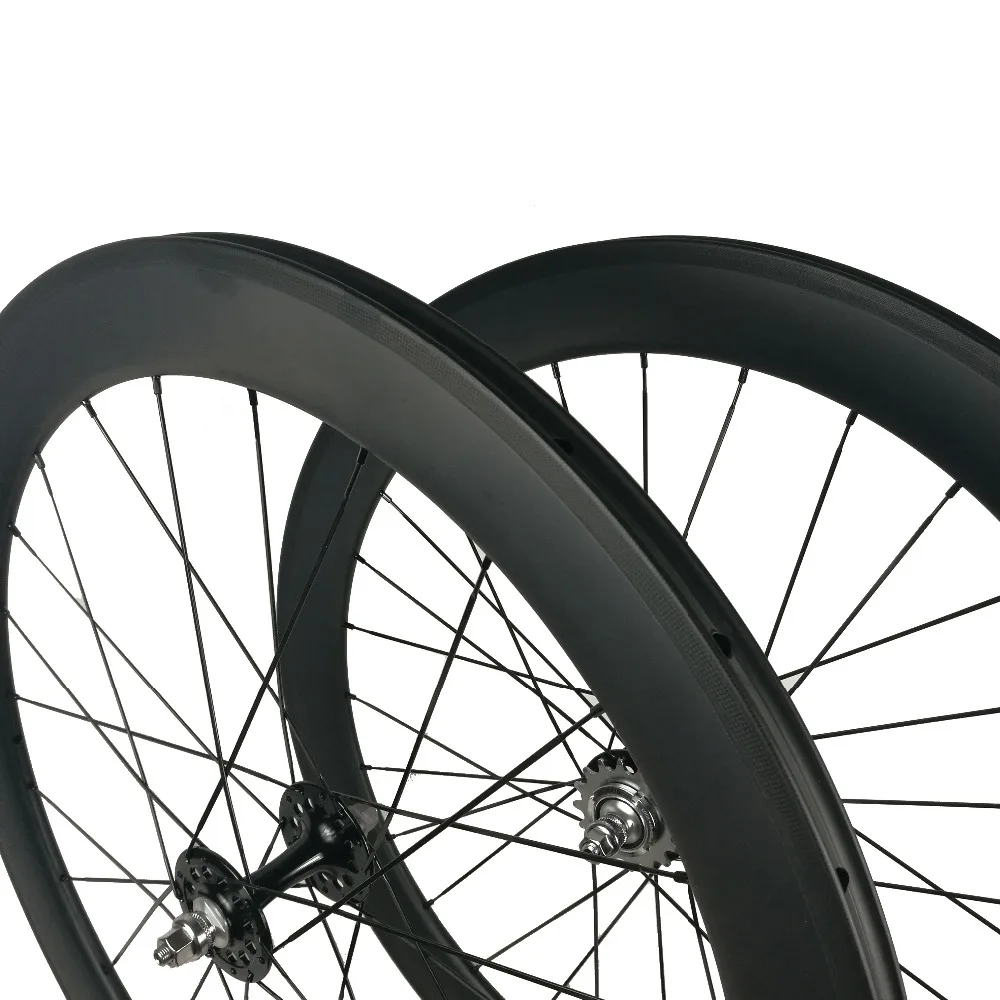 Discount High quality 23mm width U-Shape 60mm tubular carbon track wheels quick deliery China made fixed gear&single speed wheel sets 4