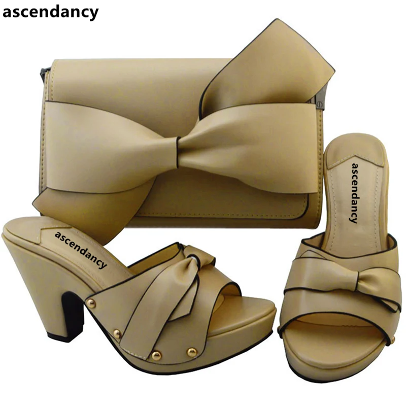 

Latest Khaki Color African Matching Shoes and Bags Italian In Women Italian Women Shoes and Bags To Match Shoes with Bag Sets