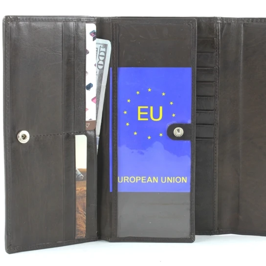 LEATHER CLUTCH WALLET AND CHECKBOOK HOLDER BROWN (4)