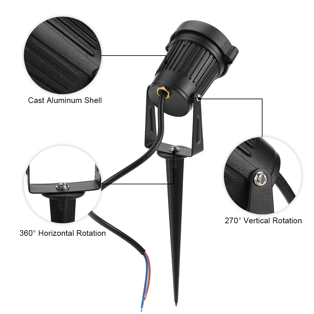 Патио двор Двор Путь 3 5 7 Вт удара светодио дный газон лампы DC12-24V Открытый Пейзаж пятно света IP65 Водонепроницаемый