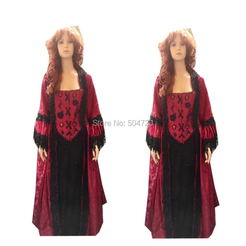 

Tailored!Royal Red long sleeves Duchess Queen Marie Antoinette Period Masquerade Theatre Civil war Gown dress HL-225