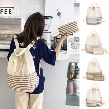 

Fashion Unisex Bag Striped Backpack Small Fresh Student Bag Couple Backpack Canvas School Bag Dropship T626