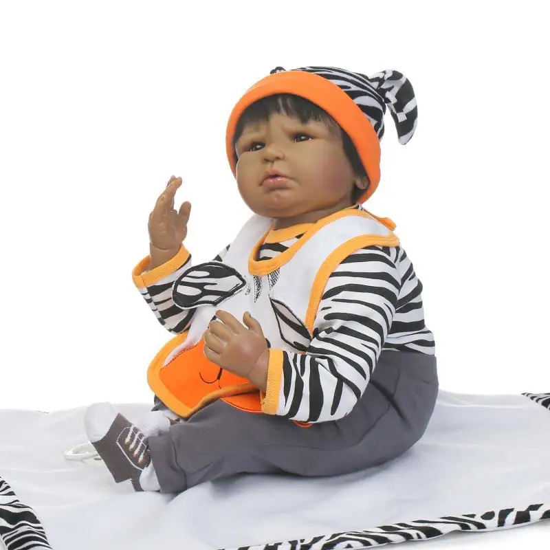 2" 55 см реалистичные Reborn черный мальчик куклы силиконовые виниловые ручной работы свитер детский подарок