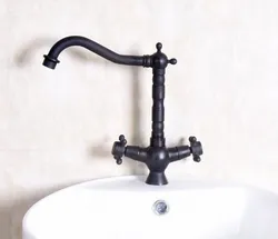 Two Cross Handles Black Oil Rubbed Brass Single Hole Swivel Spout Kitchen Sink Bathroom Vessel Basin Faucet Mixer Tap anf139