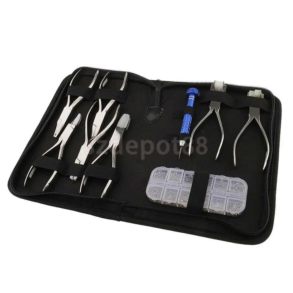 

Optical Eyeglasses Sunglasses Glasses Precision Multi Purpose Screwdriver Pliers Nose Pads Screw Nut Repair Tools Set