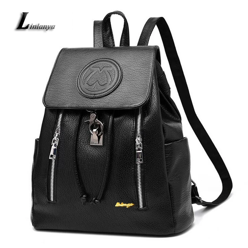 Women Solid Knapsack Ladies Deep Blue Backpack Personality School Bags For Teenage Girls Mochila Female Pu