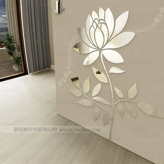 Lotus Flower Home Decor Decorating Ideas R069 Lotus Flower Mirror Wall Sticker Home Decor Art Decal Novelty