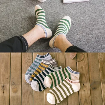 

Men's Socks Cotton Stripe Boat Socks All Seasons Spring Autumn Male Casual Harajuku Breathable Men Ankle Sock Meias
