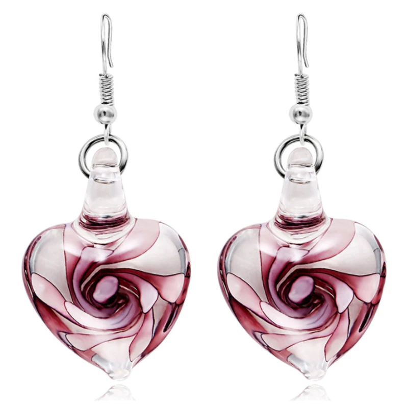 Hot Sale Vintage female Earrings Handmade Glass Heart Ethnic Dangle Earrings for Women Colorful Fashion Jewelry wedding Gifts Fashion Jewelry