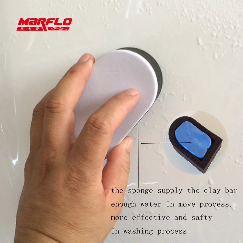  Marflo Magic Clay Bar 4pcs with Sponge Applicator Blue Yellow Auto Cleaning Clay Bar Car Detailing 