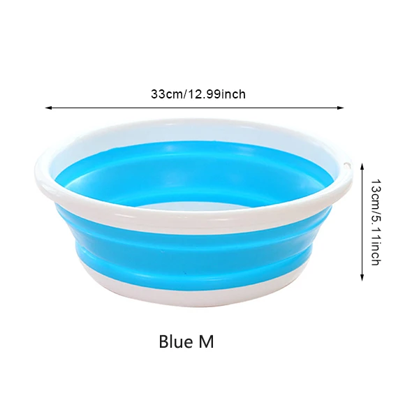 Складной Портативный бассейнов на открытом воздухе путешествия складной умывальник для кемпинга бассейна ведро чаша раковина бытовой инструмент для очистки аксессуары - Цвет: Blue M