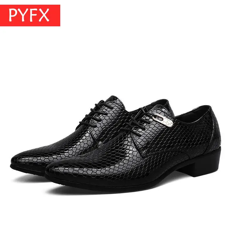 

2019 summer new men's British snake pattern glossy fashion banquet business casual shoes Italy Luxury gentleman Dress shoes