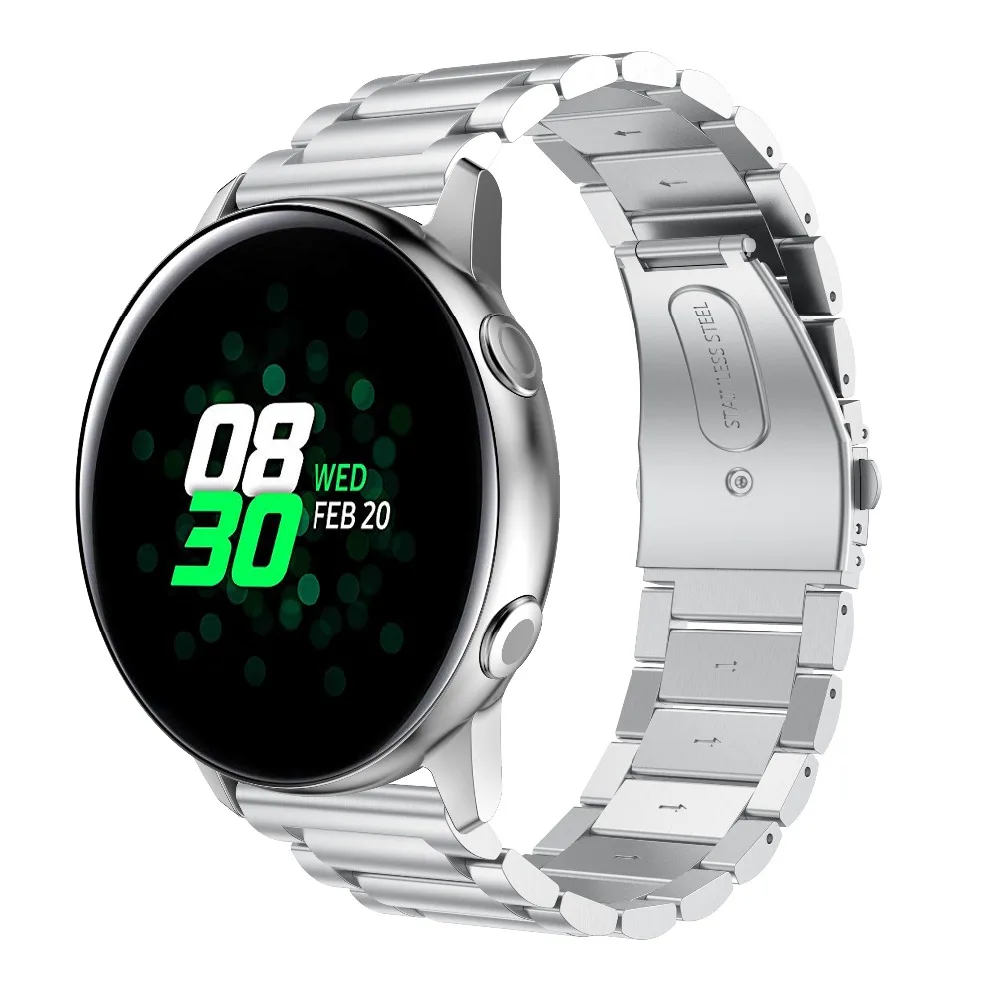 Металлический ремешок для часов samsung Galaxy watch active 42 мм Sport 20 мм ремешок для часов браслет из нержавеющей стали для Huami Amazfit bip Band