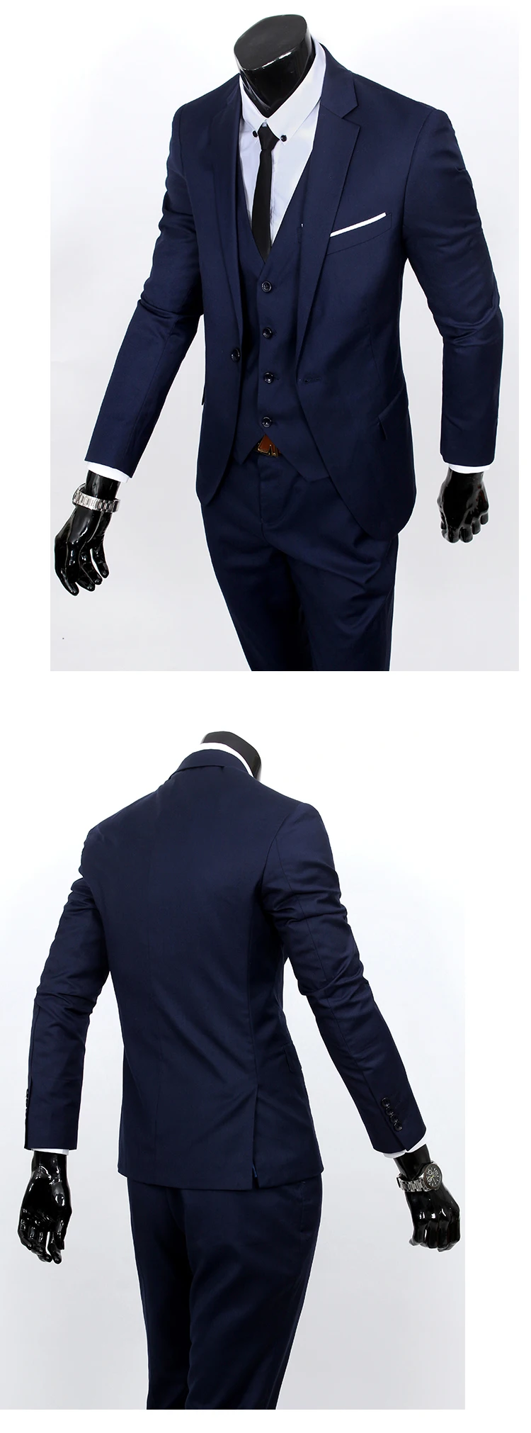 Мужской Стройный деловой костюм из 3 предметов, состоящий из куртки, жилета и брюк. Элегантный, доступен в различных однотонных цветах S 3XL