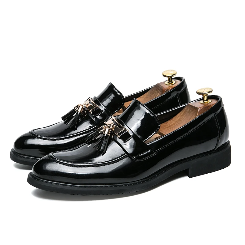 men formal dress shoes luxury brand tassel metal slip on oxford shoes for men italian leather male footwear classic dress flats (1)
