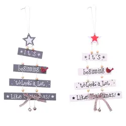 Мини-деревянные буквы звезды Рождественская елка украшения 3D подвесвечерние Вечеринка PendantsXmas дерево украшение Новый год домашний декор