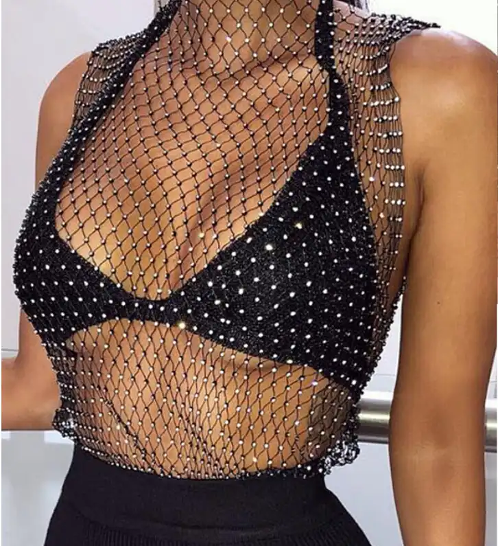 fishnet rhinestone top