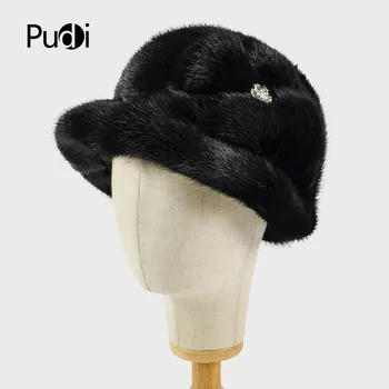 

Pudi HF716 Winter hats for women mink fur hat 2017 new style whole piece mink fur caps hats Winter Cap