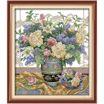 

Free Ship Handmade Oriental Vase Painting Counted Cross Stitch 11CT 14CT flowers Cross Stitch Sets Embroidery Needlework