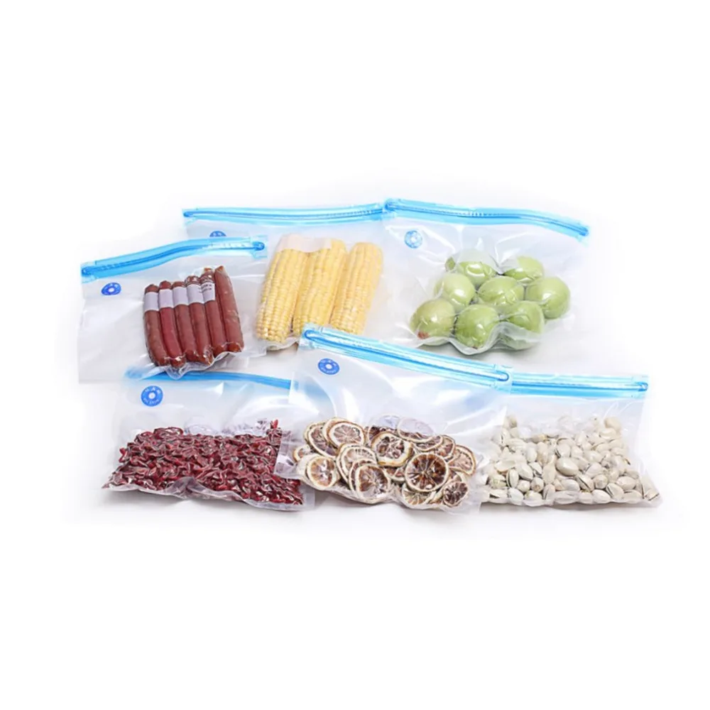 

5pcs Durable Plastic Food Saver Vacuum Bags Fresh Saving Bags Handheld Vacuum Sealing Bags For Fish Vegetables Fruit