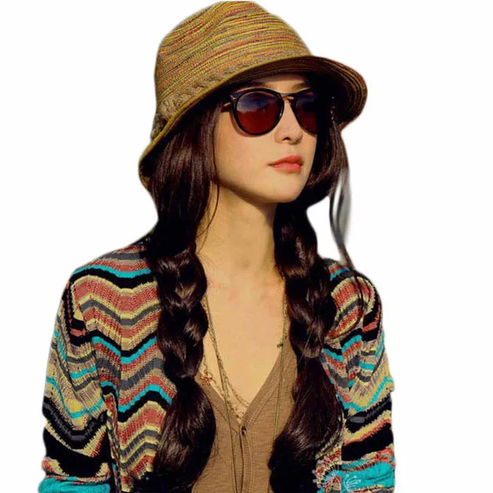 

Fashion Lady Straw Hat Women Summer Sun Visor Sunhat Panama Boater Floppy Bucket Cap Female Woman Summer Hat Straw Beach #FO