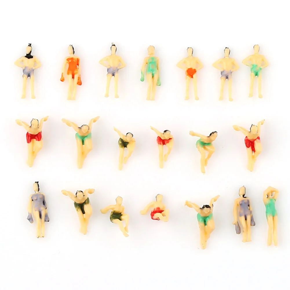 

20pcs Multicolor Model Beach People Figures N Scale 1:150 Fun Poses Dollhouse Art