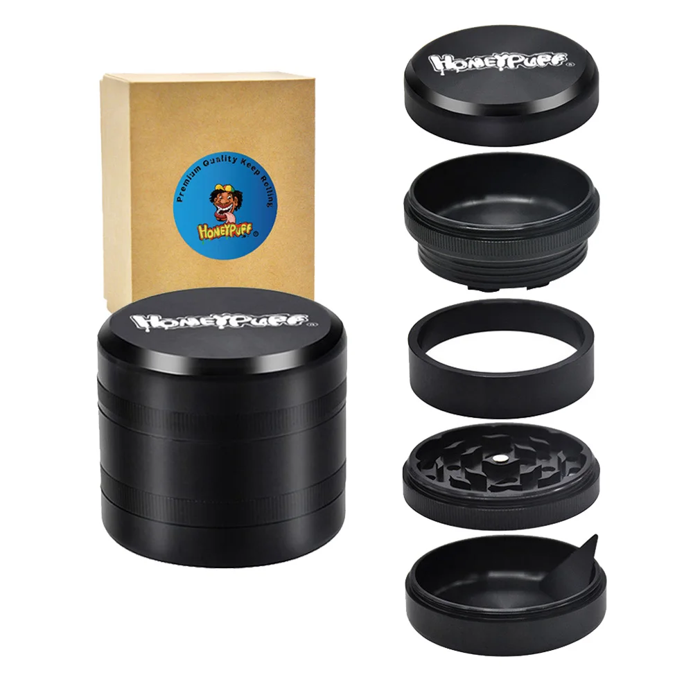 

HONEYPUFF Air Craft Aluminum Smoking Grinder 63MM 4Lay Smoking Crusher Diamond Teeth Tobacco Grinder Smoking Handle Muller