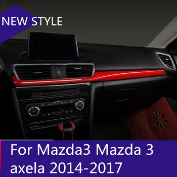 

ABS Chrome Carbon Fiber Car Middle CD Center Control Interior Accessories Stripe For Mazda3 Mazda 3 axela 2014-2017
