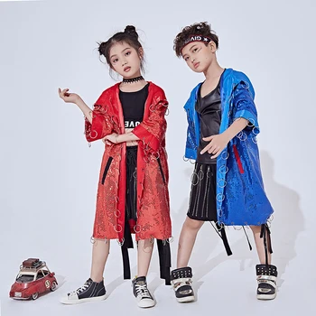 

Hip Hop Dance Costume Kids Boys Jazz Dance Jacket Long Sleeved Girls Sequins Coat Street Dance Clothing Performance Wear DQI336