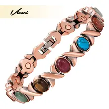 Vivari Свадебный Медный позолоченный браслет для женщин Красочные камни магнитный Модный женский браслет бижутерия bio браслеты