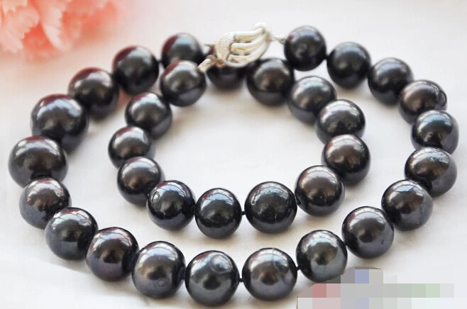 

Free Shipping ***Hot sale >>REAL Tahitian black 13mm ROUND freshwater cultured PEARL NECKLACE 18INCHS