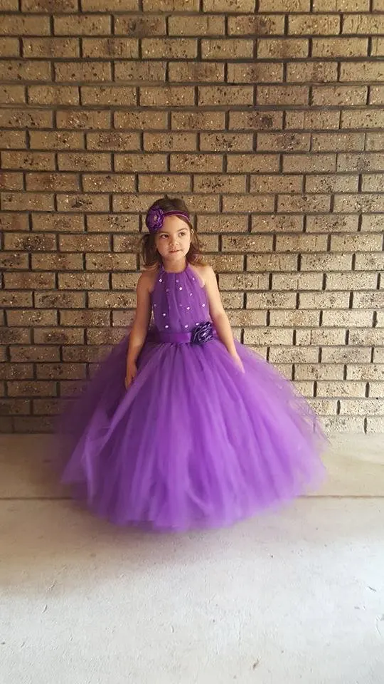 Шикарное фиолетовое платье-пачка с цветочным узором и стразами для девочек на свадьбу; вечерние платья с фиолетовыми цветами и жемчужинами для девочек; детская одежда с цветочным узором для девочек