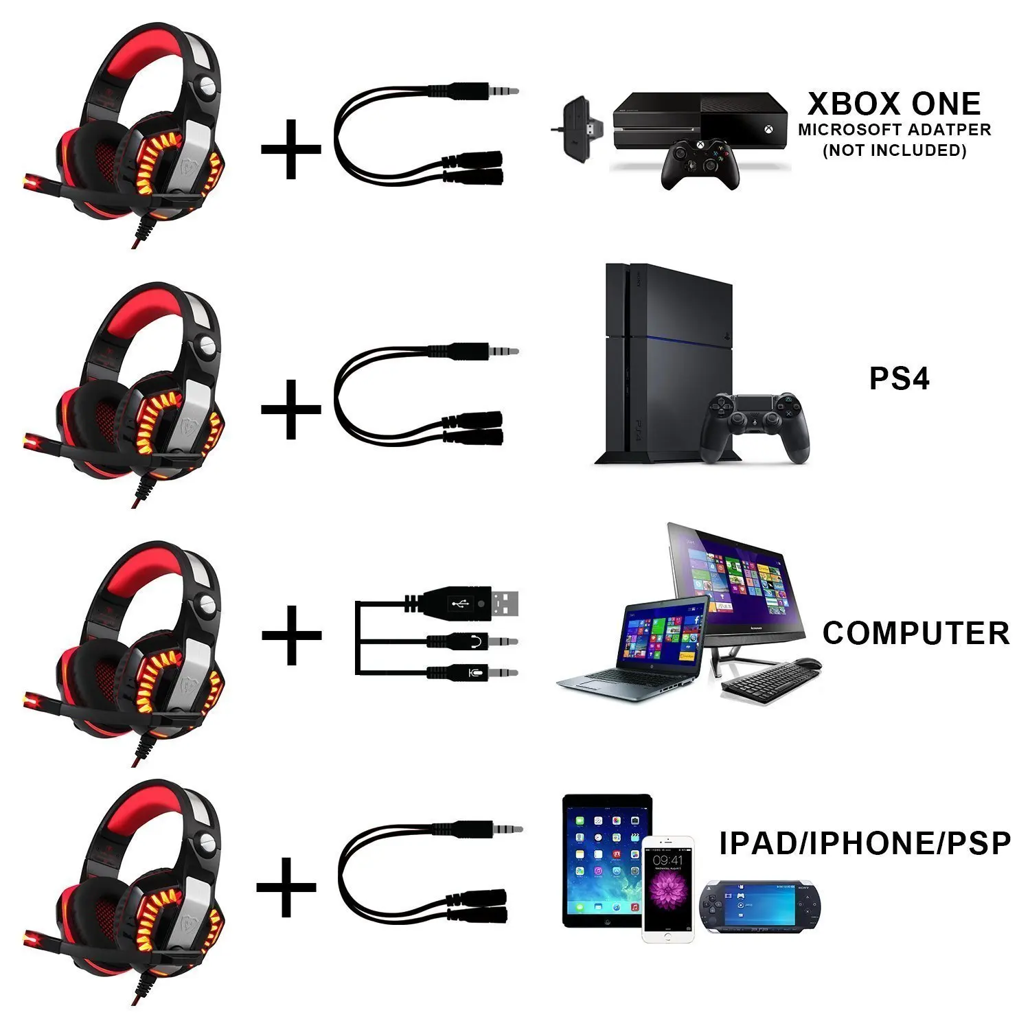 Beexcellent GM-2 игровая гарнитура наушники с микрофоном, поддерживает Xbox One PS4 PC, Xbox One наушники PS4