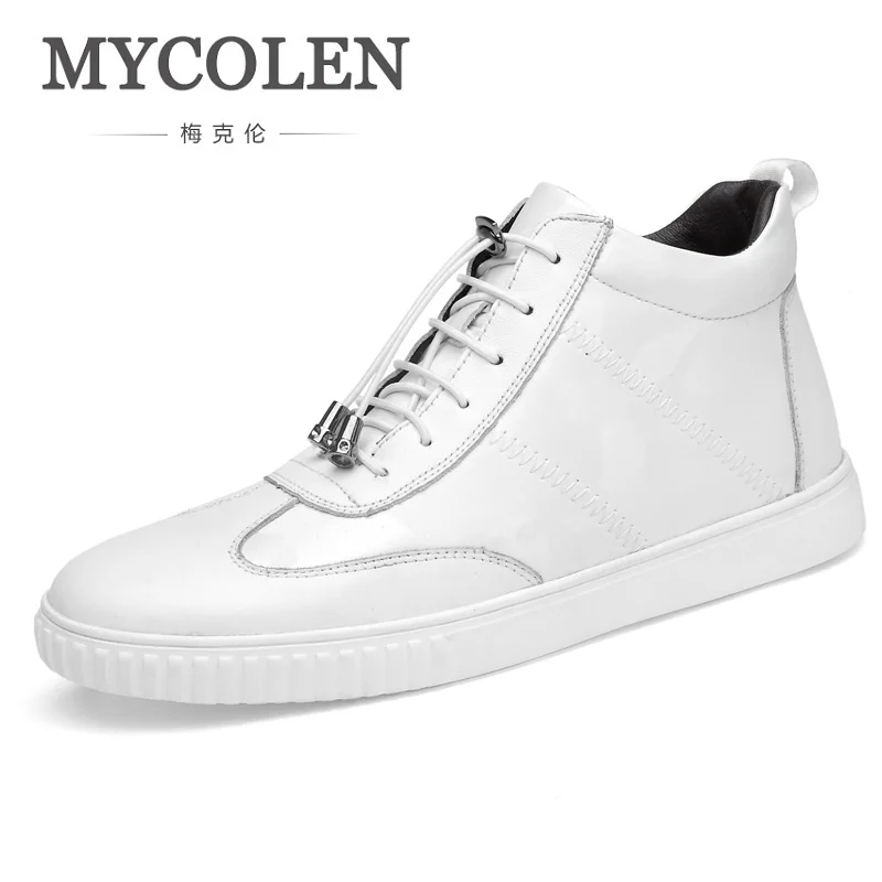 

MYCOLEN New Spring/Autumn Genuine Leather Shoes Men Elastic Band Sneakers Fashion Men Shoes Outdoor Walking Casual Shoes