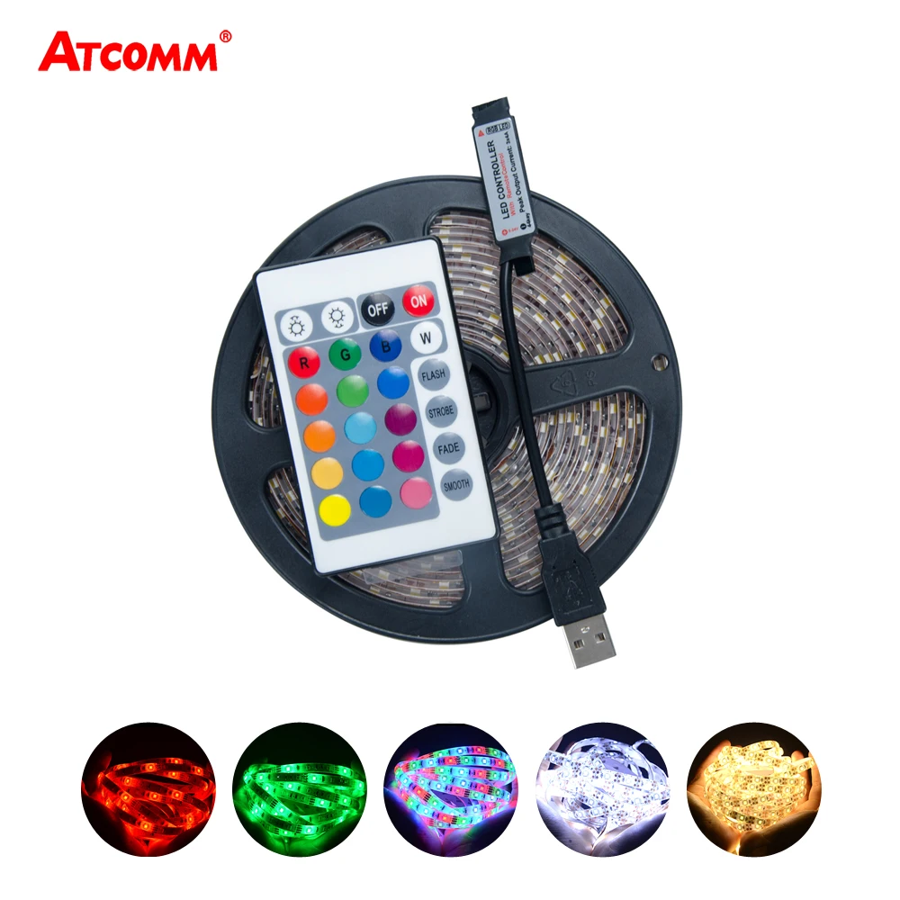 5V USB RGB LED Strip 2835 60 LEDs/m Tape Light Diode Ribbon For TV