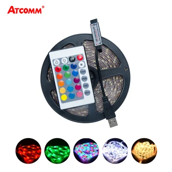 

5V USB RGB LED Strip 2835 60 LEDs/m Tape Light Diode Ribbon For TV Desktop Desktop PC Screen Backlight+3 17 24 Key Controller