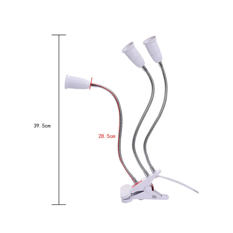 E27 Светодиодный настольный светильник с зажимом, держатель для рабочего стола, гибкая шея, двойная головка, светодиодный Настольный светильник, светильник для выращивания растений с вилкой US/EU