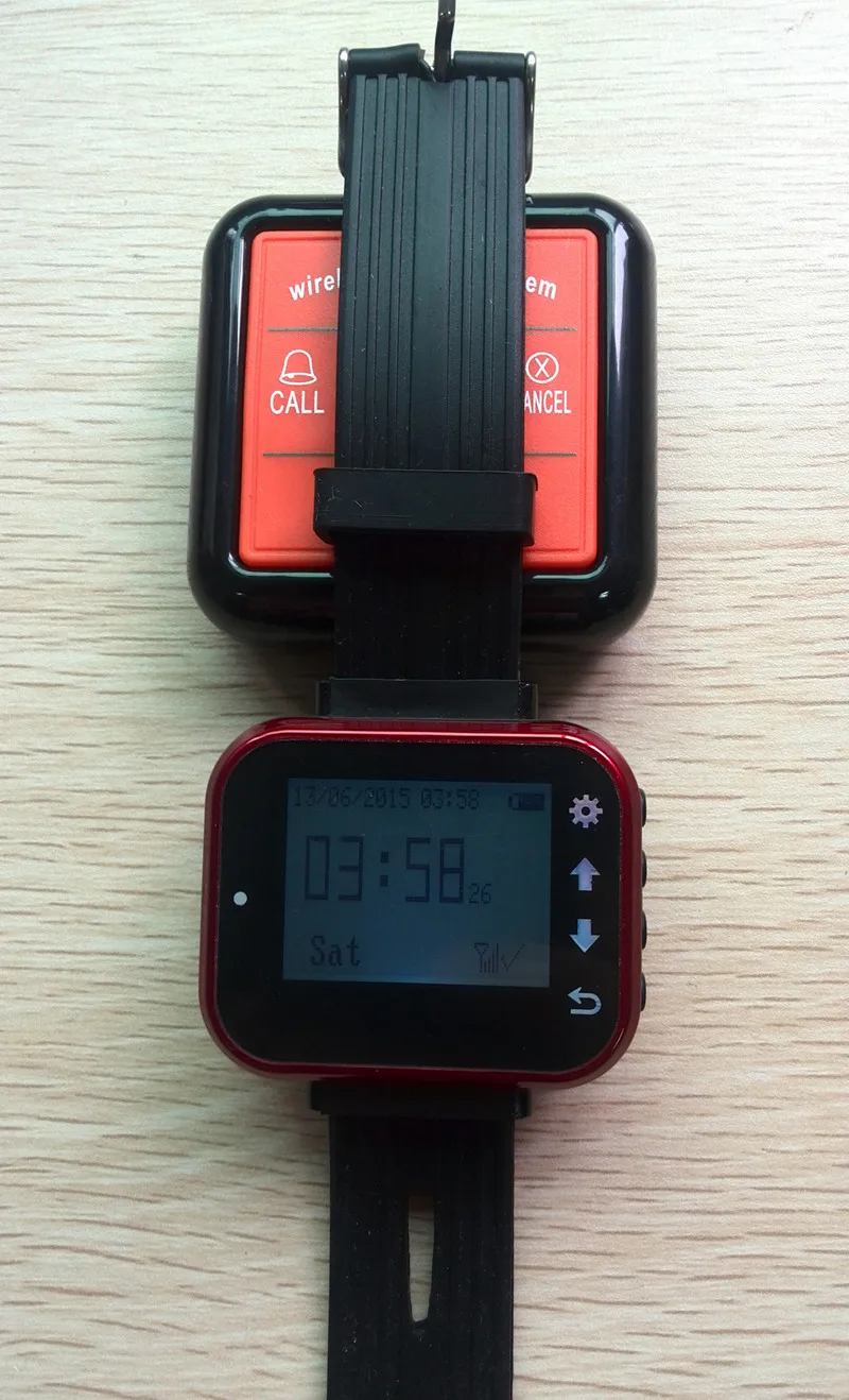 Smart Wireless Paging Calling System 1 wrist watch receiver 8 bell buzzer 8 food menu holder