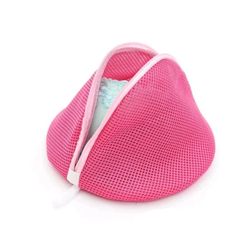 

HGHO-Good Thickened double Layer Zippered Mesh Laundry Bag Clothes Protector Washing Bra Lingerie Wash Bags -Pink