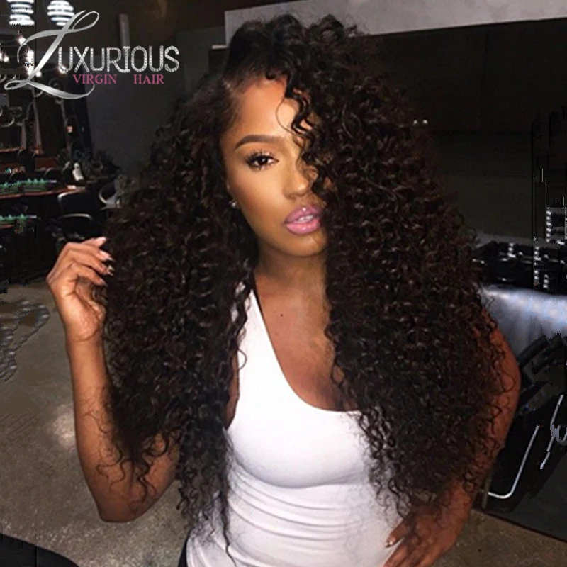 100% Full Lace Human Hair Curly Wigs for Black Women 8A Peruvian Virgin Hair Kinky Curly Glueless Lace Front Human Hair Wigs
