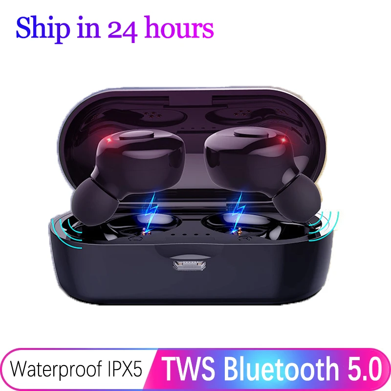 

New With Mic Sports Stereo 5.0 Bluetooth Earbuds IPX5 Waterproof TWS Earphones Wireless Headphones Headset 3D Stereo Sport