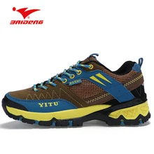 BAIDENG Men Hiking Shoes Breathable Mesh Climbing Shoes Outdoor Anti-slip Damping Trekking Shoes Sneakers Men Sapatos Masculino
