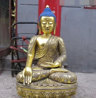 

xd 002651 30" Nepal Folk temple Bronze Copper Gild Eight treasures Sakyamuni Buddha Statue
