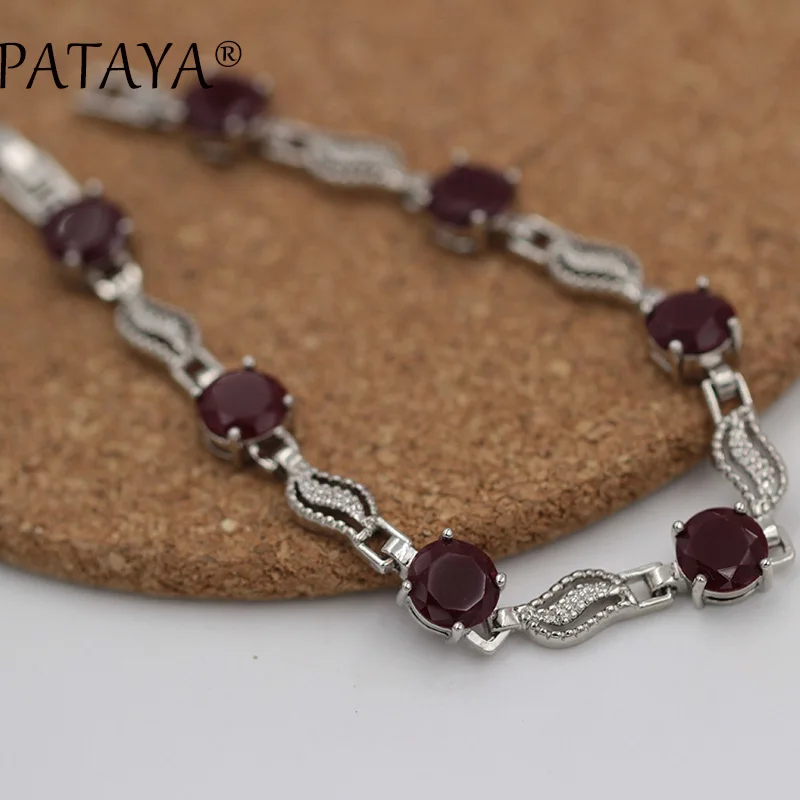 Женские круглые браслеты PATAYA из искусственного циркония простые ажурные белого