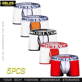 

ORLVS 5PC/LOT Underwear Brand Mens Underwear Boxers Underpants Breathable Boxer Shorts Cotton Men Panties Sexy Male Underwears
